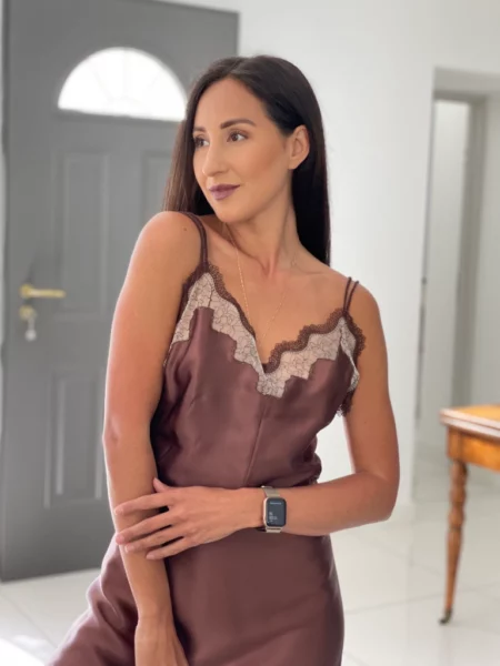 Silk sleep dress brown