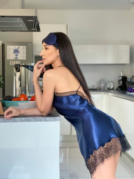 Silk sleep dress blue navy