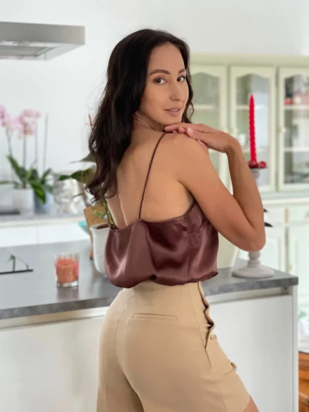 Silk brown top